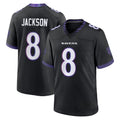 Blandc B.Ravens #8 Lamar Jackson Player Black Home Game Stitched Jerseys
