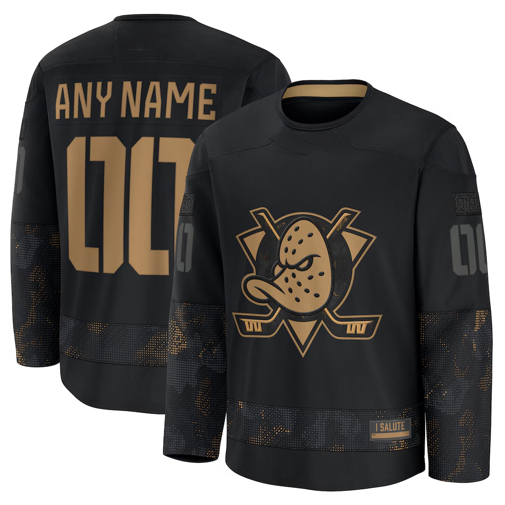 Blandc Custom A.Ducks Black 2024 Military Appreciation Practice Jerseys