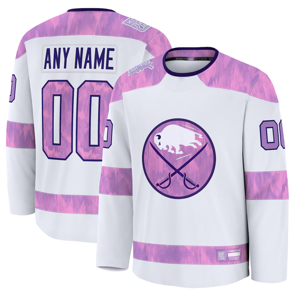 Blandc Custom B.Sabres White 2024 Hockey Fights Cancer Practice Stitched Jerseys