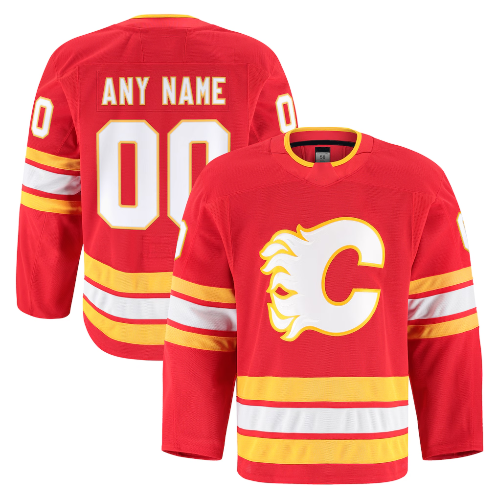 Blandc Custom C.Flames Red Home Authentic Pro Jerseys