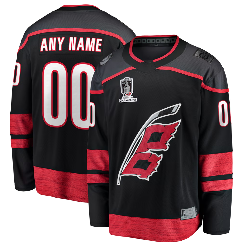 Blandc Custom C.Hurricanes Black 2026 Stanley Cup Champions Home Breakaway Custom Stitched Jerseys