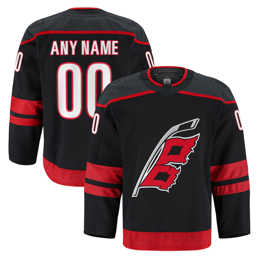 Blandc Custom C.Hurricanes Black Home Authentic Pro Stitched Jerseys