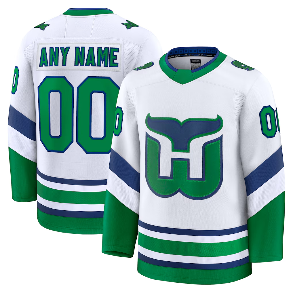Blandc Custom C.Hurricanes White Throwback Premium Stitched Jerseys