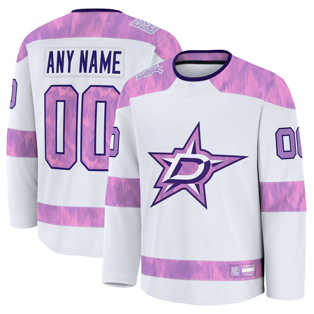 Blandc Custom D.Stars White 2024 Hockey Fights Cancer Practice Jerseys