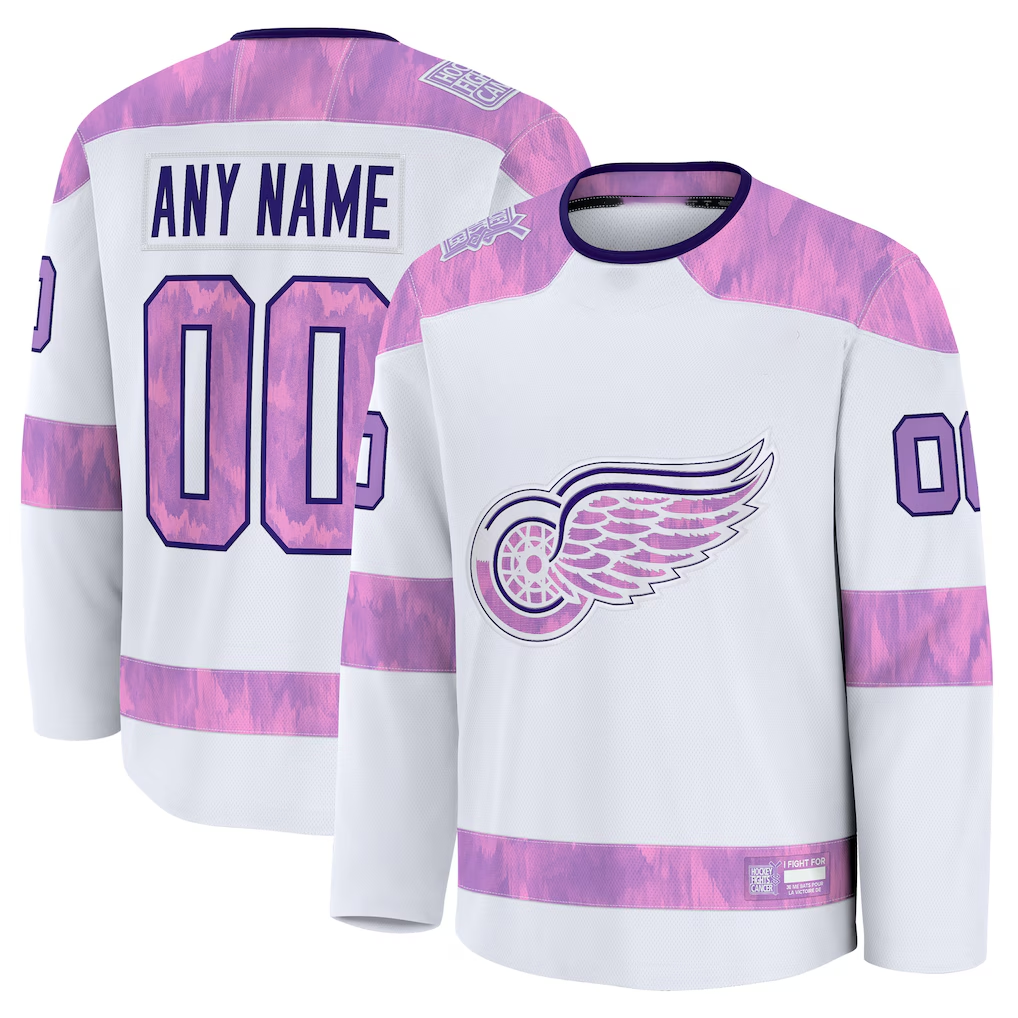 Blandc Custom DR.Wings White 2024 Hockey Fights Cancer Practice Jerseys