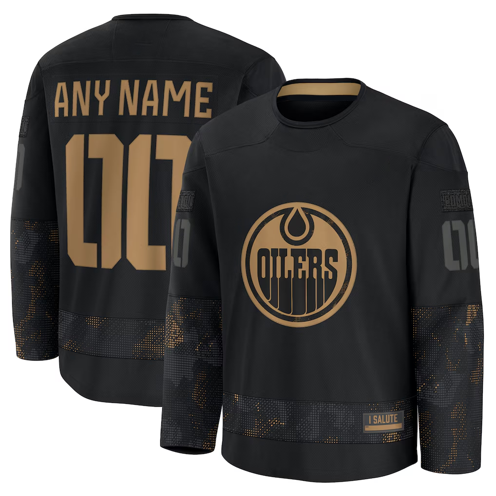 Blandc Custom E.Oilers Black 2024 Military Appreciation Practice Jerseys