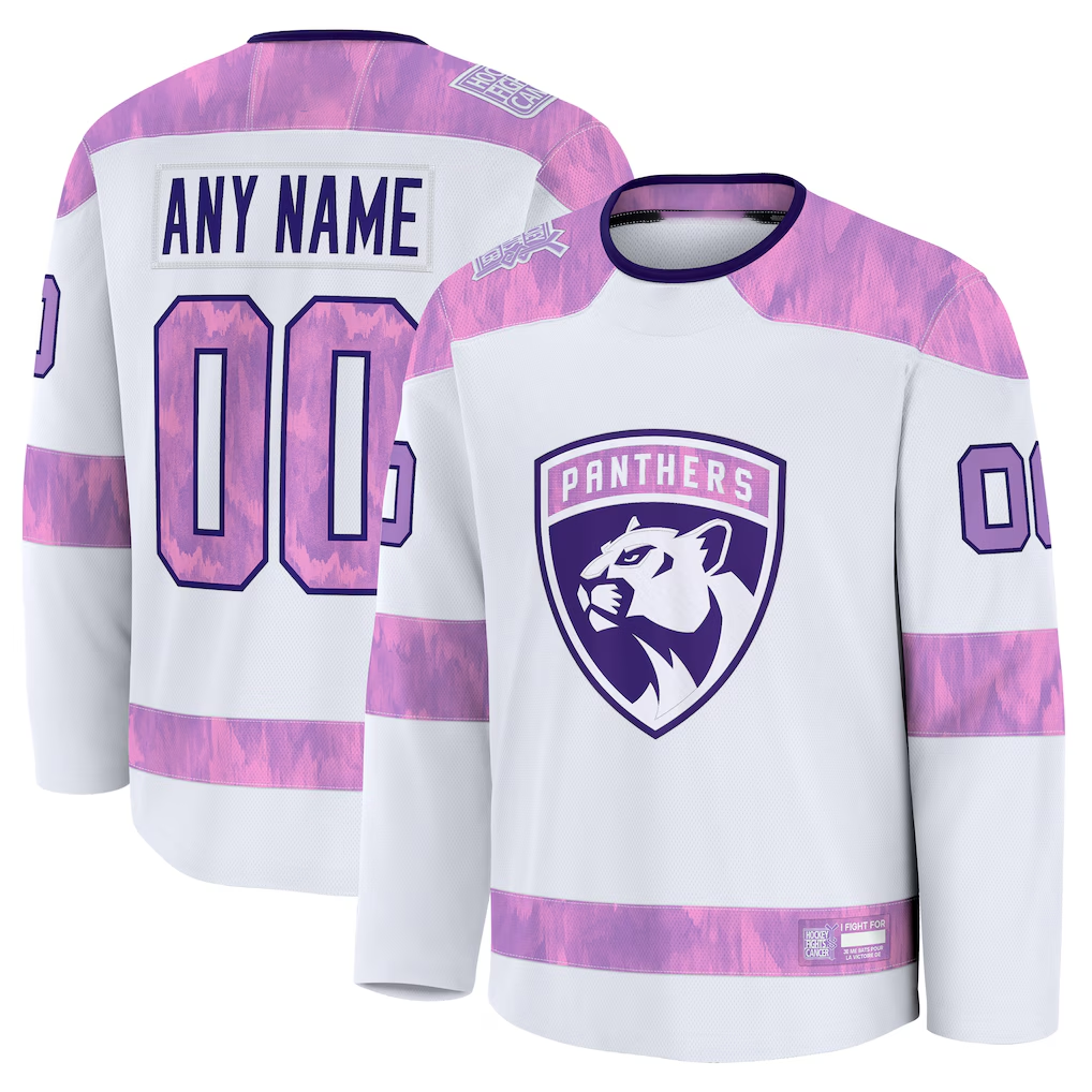 Blandc Custom F.Panthers White 2024 Hockey Fights Cancer Practice Jerseys