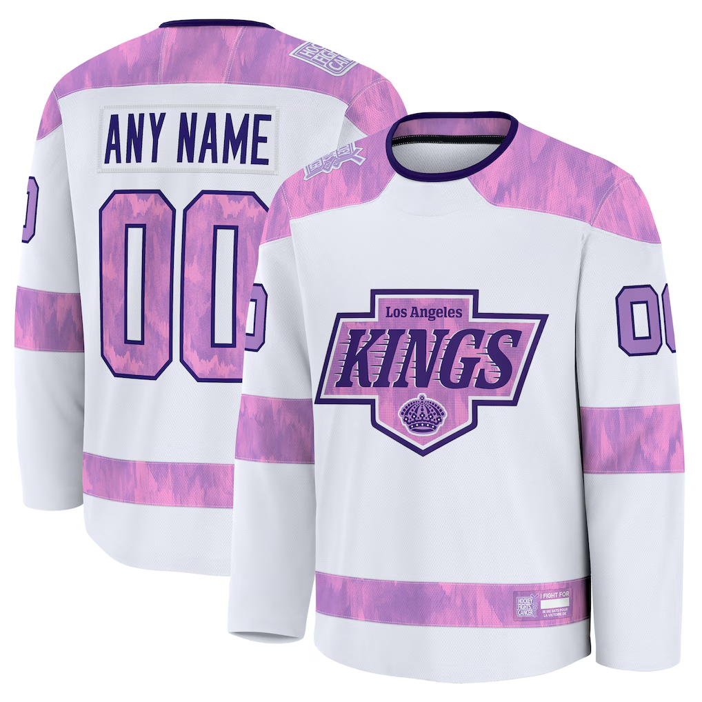 Blandc Custom LA.Kings White 2024 Hockey Fights Cancer Practice Jerseys