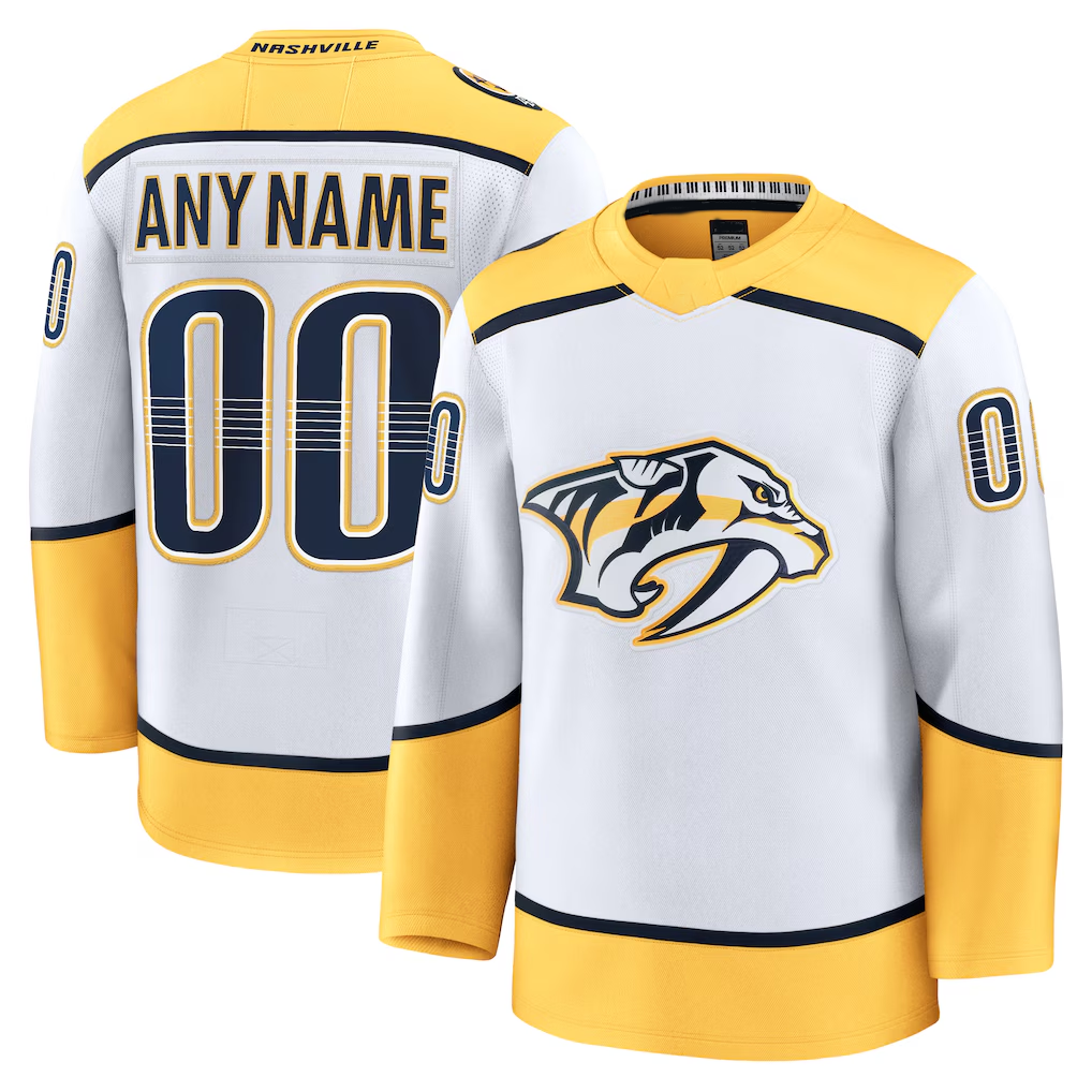 Blandc Custom N.Predators White Away Premium Jerseys