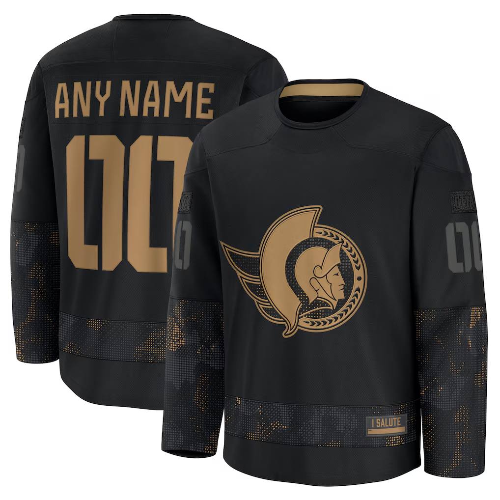 Blandc Custom O.Senators Black 2024 Military Appreciation Practice Jerseys