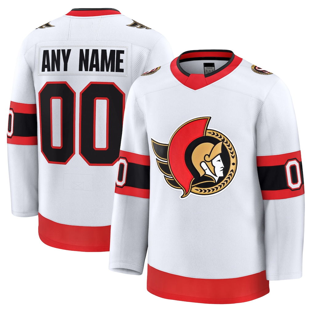 Blandc Custom O.Senators White Away Premium Jerseys