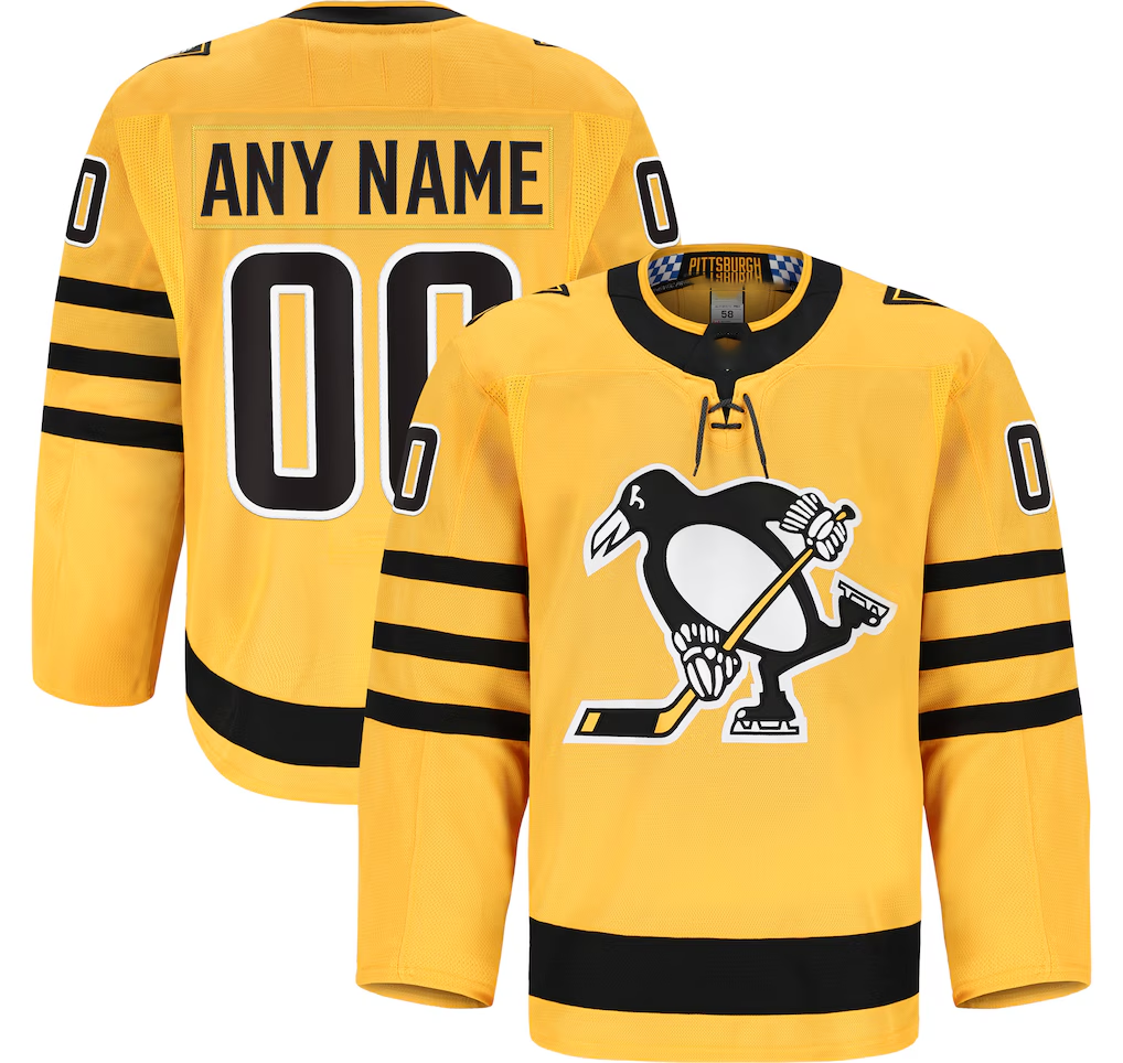 Blandc Custom P.Penguins Gold Alternate Authentic Pro Jerseys