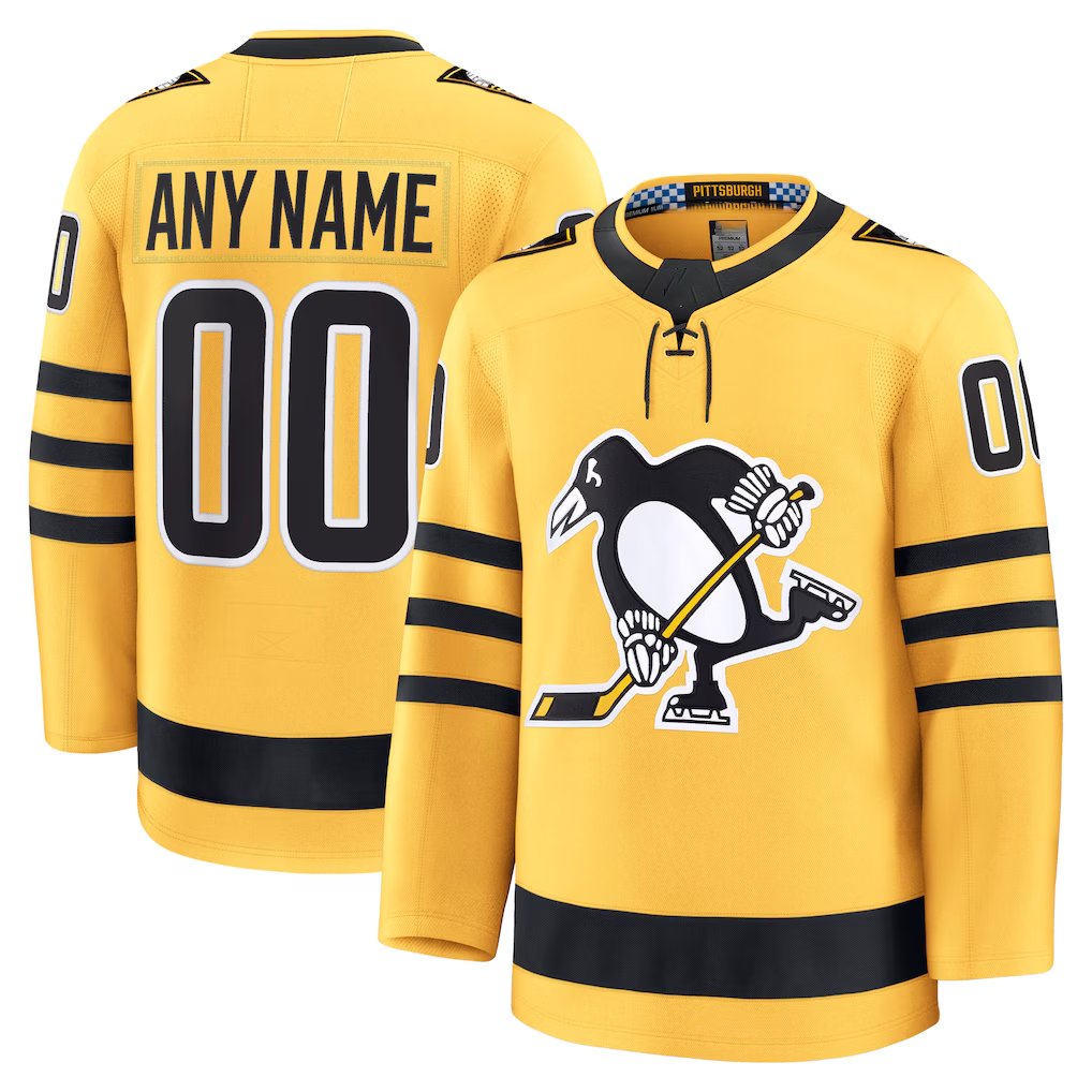 Blandc Custom P.Penguins Gold Alternate Premium Jerseys