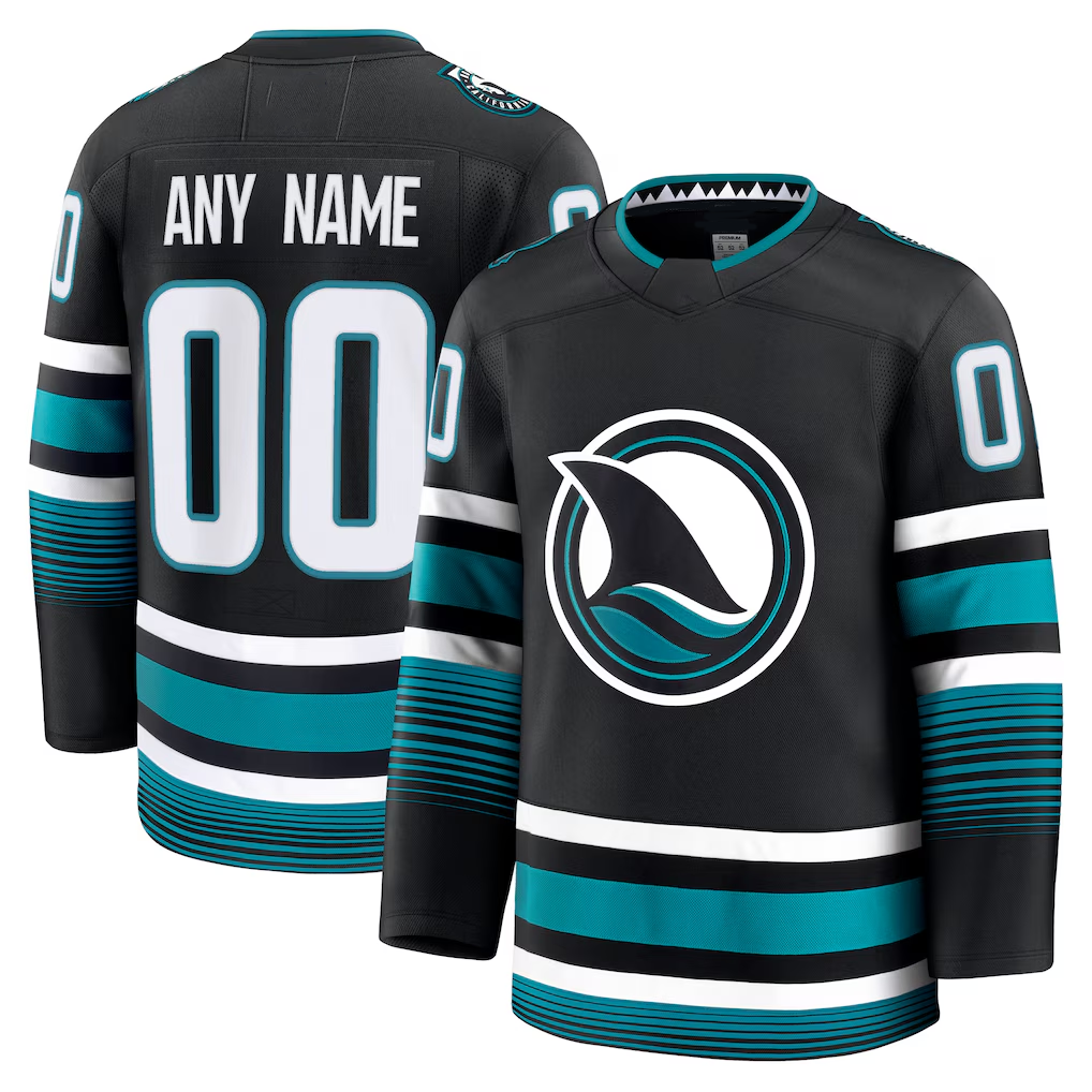 Blandc Custom SJ.Sharks Black Alternate Premium Jerseys