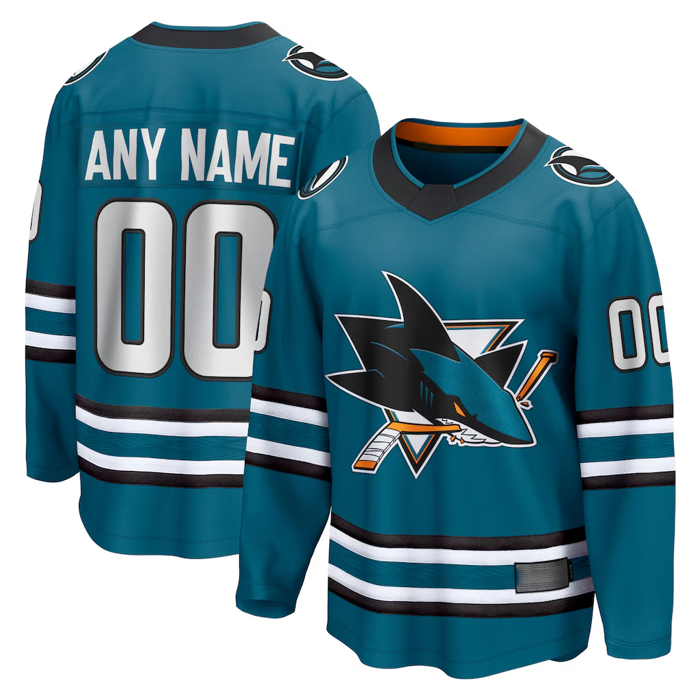 Blandc Custom SJ.Sharks Teal Home Breakaway Jerseys