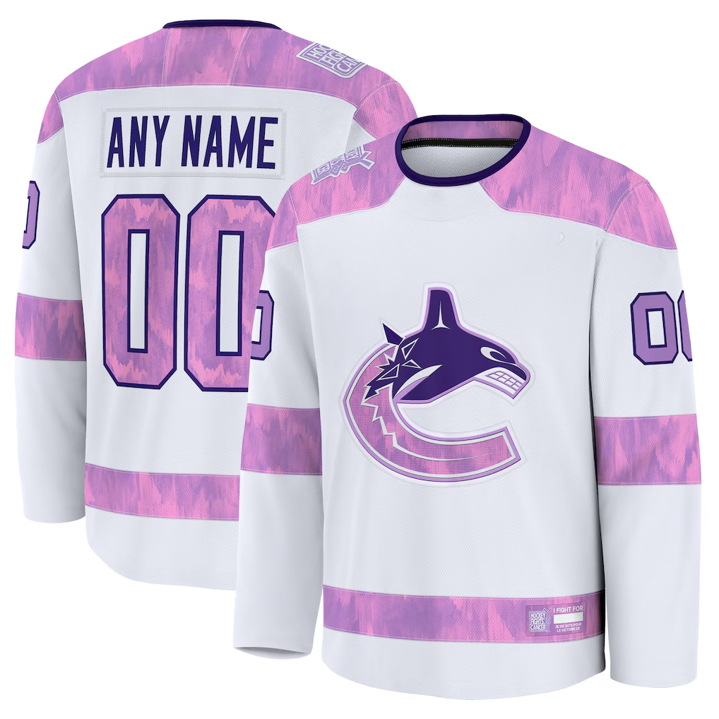 Blandc Custom V.Canucks White 2024 Hockey Fights Cancer Practice Jerseys