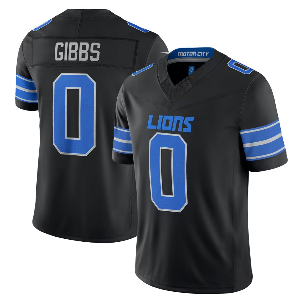 Blandc D.Lions #0 Jahmyr Gibbs Player Black Vapor F.U.S.E. Limited Game Home Stitched Jerseys