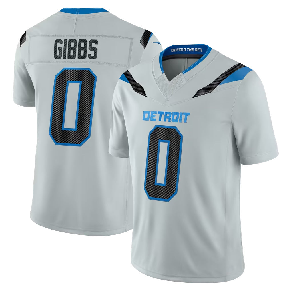 Blandc D.Lions #0 Jahmyr Gibbs Player Silver Limited 2026 Rivalries Collection Home Game Stitched Jerseys