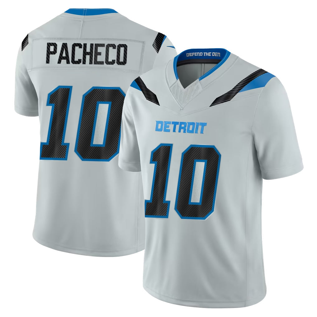 Blandc D.Lions #10 Isiah Pacheco Player Silver Limited 2026 Rivalries Collection Home Game Stitched Jerseys