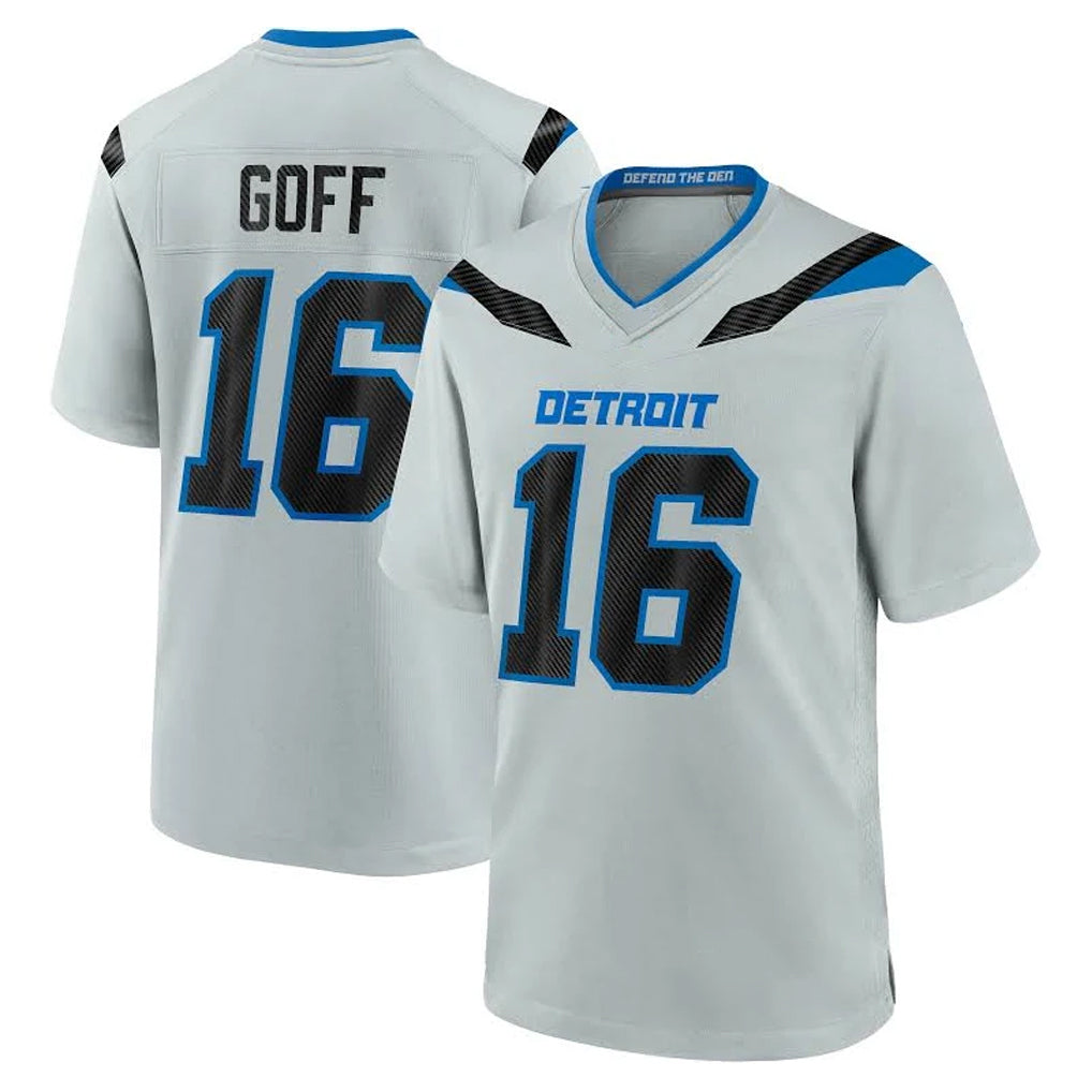 Blandc D.Lions #16 Jared Goff Player Silver 2026 Rivalries Collection Home Game Stitched Jerseys