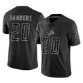 Blandc D.Lions #20 Barry Sanders Player Black Reflective Limited Home Game Stitched Jerseys