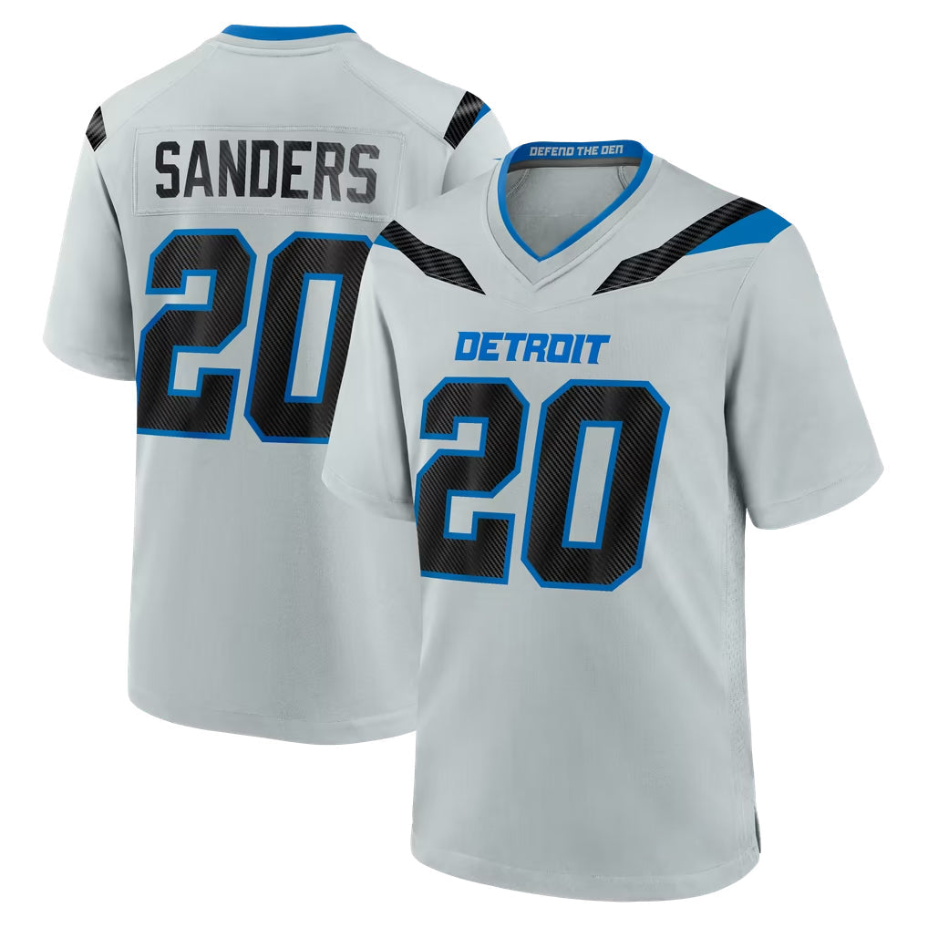 Blandc D.Lions #20 Barry Sanders Player Silver 2026 Rivalries Collection Home Game Stitched Jerseys