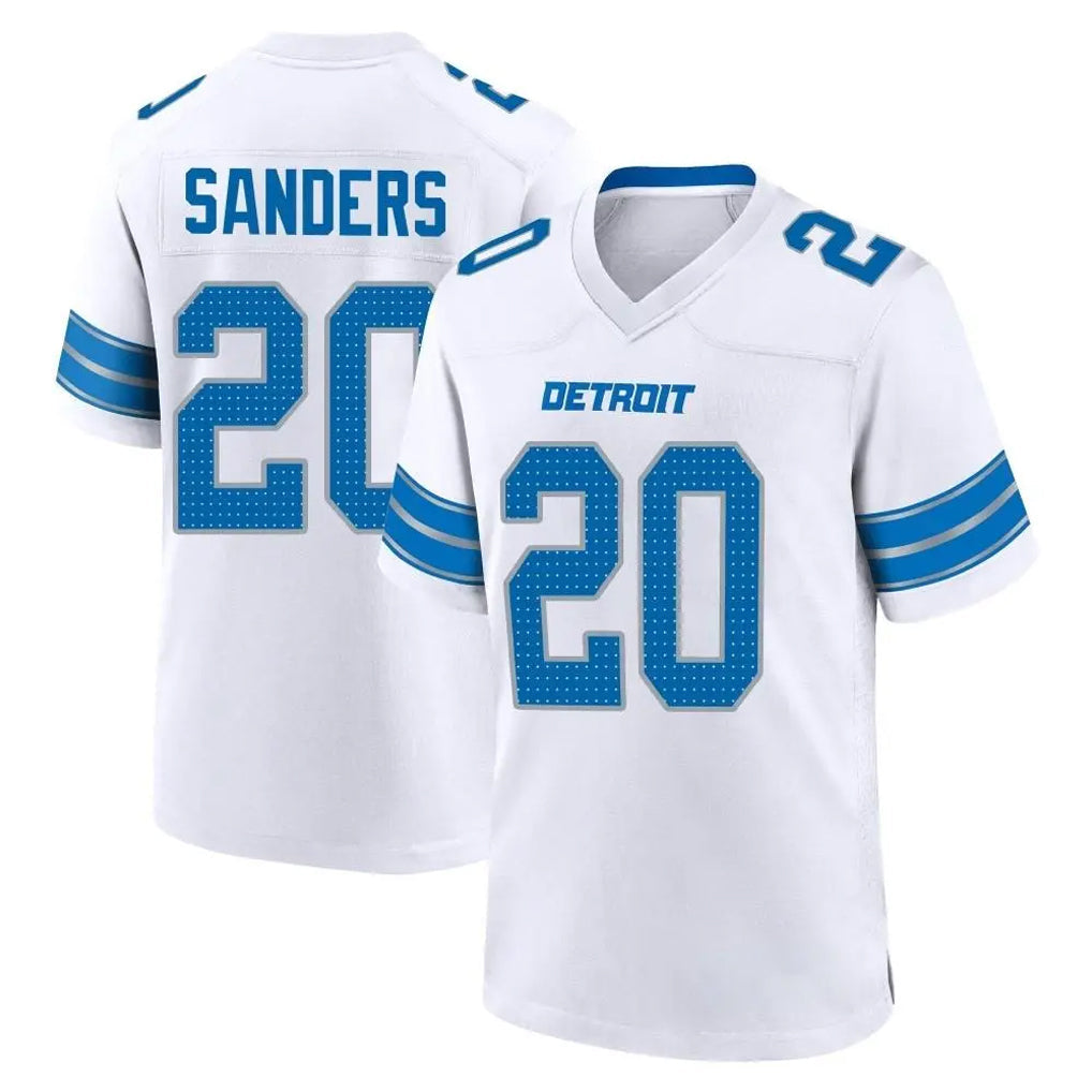 Blandc D.Lions #20 Barry Sanders Player White Alternate Home Game Stitched Jerseys
