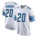 Blandc D.Lions #20 Barry Sanders Player White Home Game Stitched Jerseys