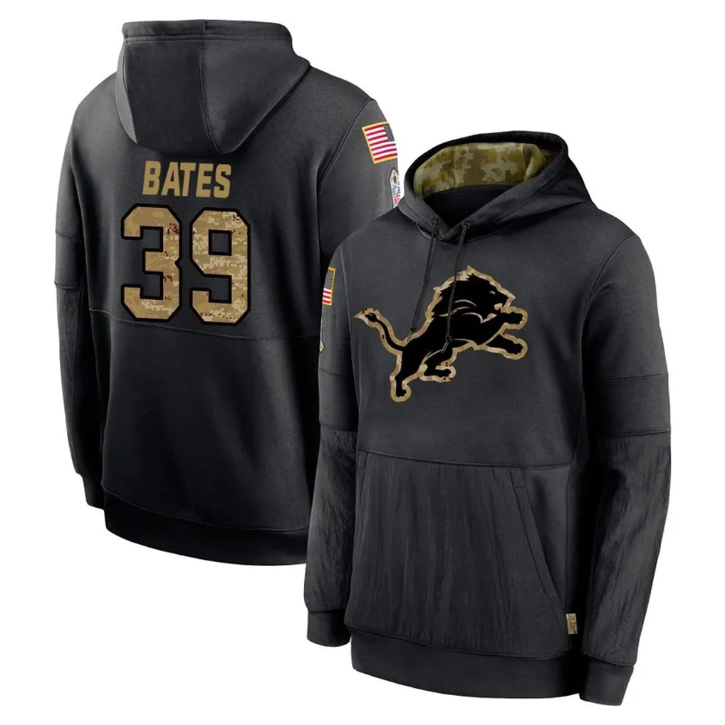 Blandc D.Lions #39 Jake Bates Player Black Salute to Service Hoodies Limited Game Stitched Jerseys