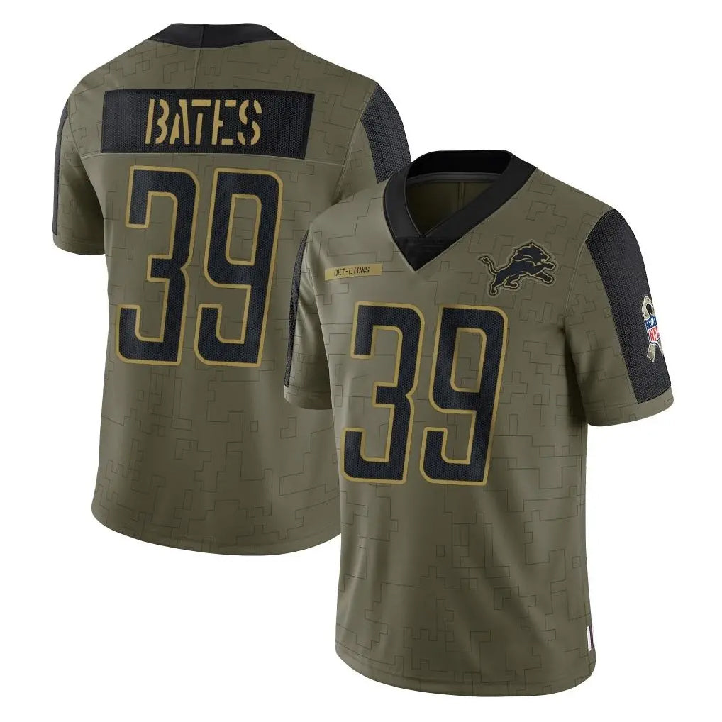 Blandc D.Lions #39 Jake Bates Player Olive Salute To Service Limited Game Stitched Jerseys