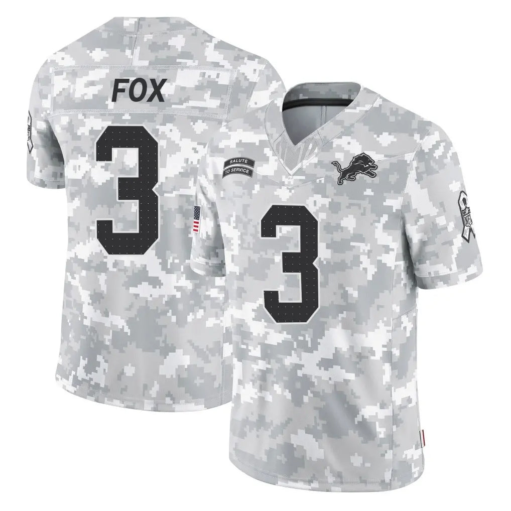 Blandc D.Lions #3 Jack Fox Player Arctic Camo Salute To Service Limited Stitched Jerseys