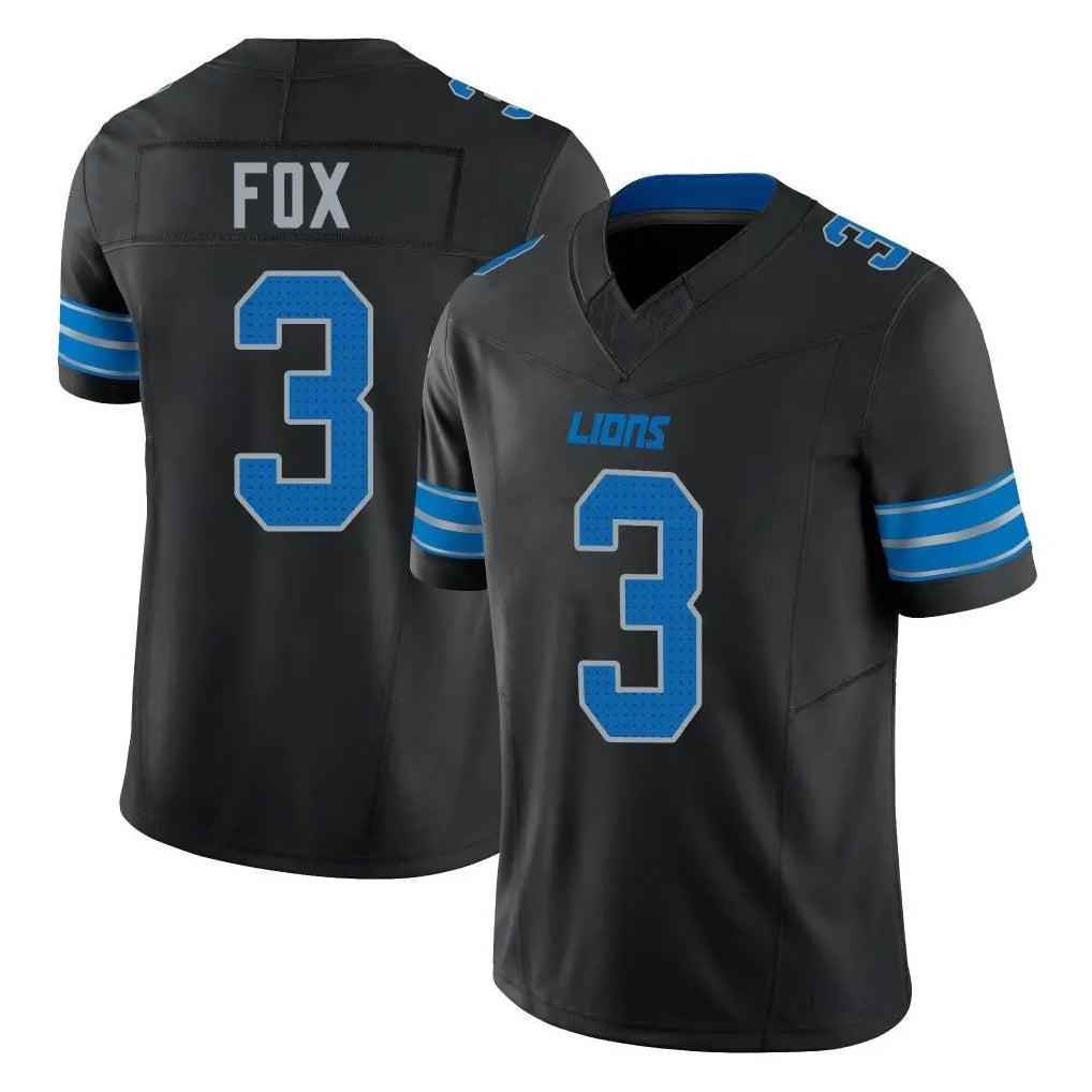 Blandc D.Lions #3 Jack Fox Player Black Alternate Vapor F.U.S.E. Limited Home Game Stitched Jerseys