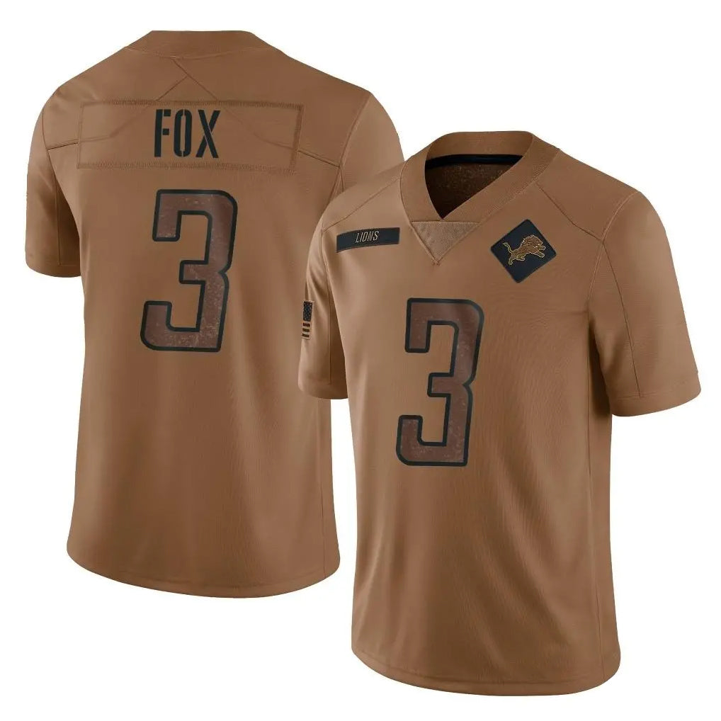 Blandc D.Lions #3 Jack Fox Player Brown Salute To Service Limited Stitched Jerseys