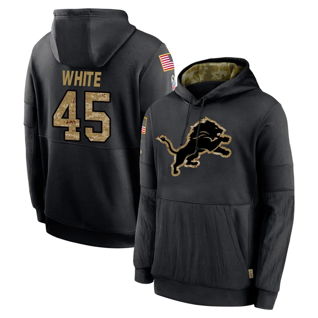 Blandc D.Lions #45 Devin White Player Black Salute to Service Hoodies Limited Game Stitched Jerseys
