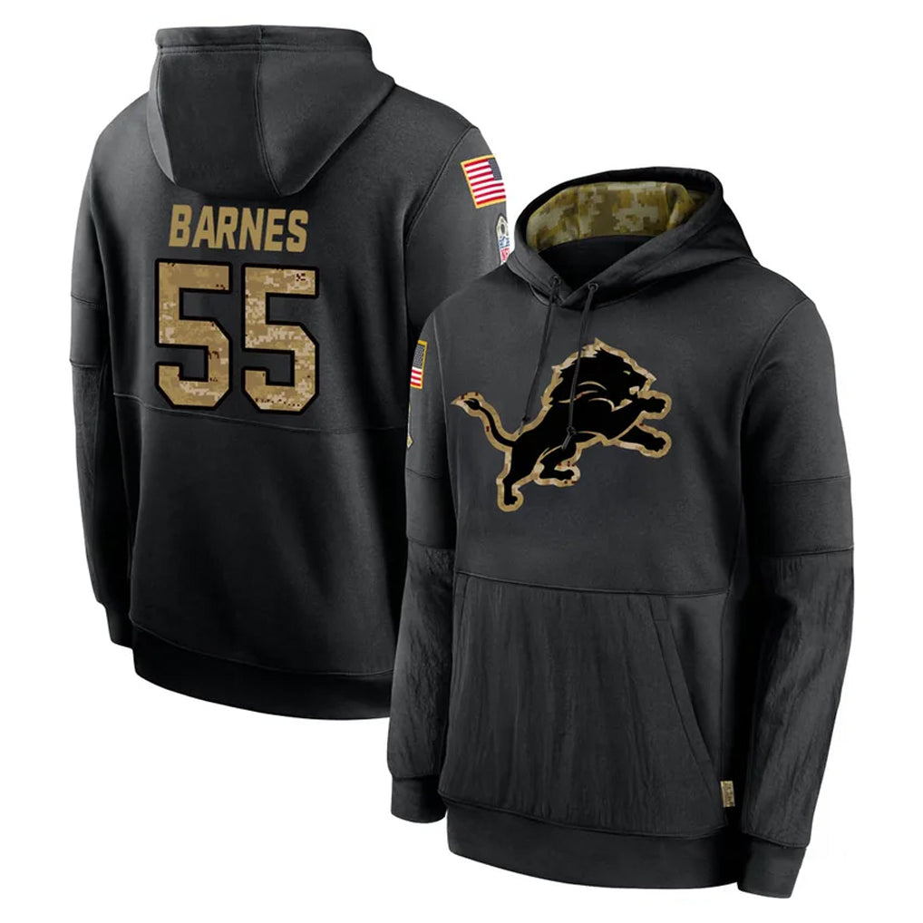 Blandc D.Lions #55 Derrick Barnes Player Black Salute to Service Hoodies Limited Game Stitched Jerseys