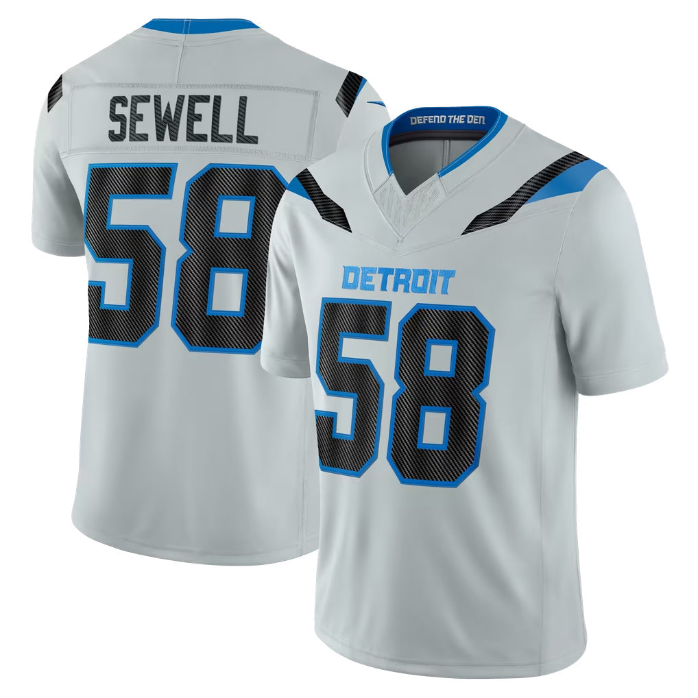 Blandc D.Lions #58 Penei Sewell Player Silver Limited 2026 Rivalries Collection Home Game Stitched Jerseys