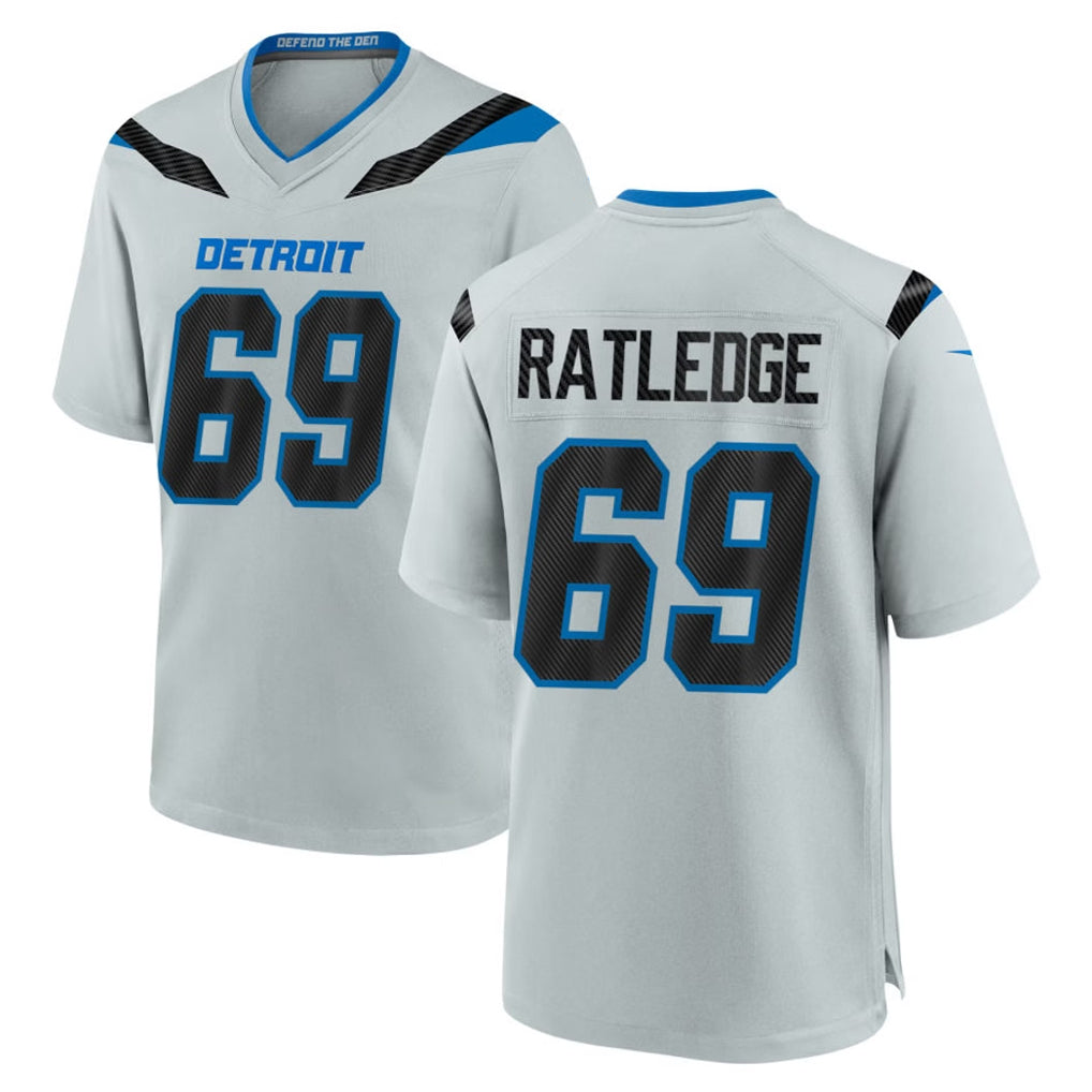 Blandc D.Lions #69 Tate Ratledge Player Silver 2026 Rivalries Collection Home Game Stitched Jerseys