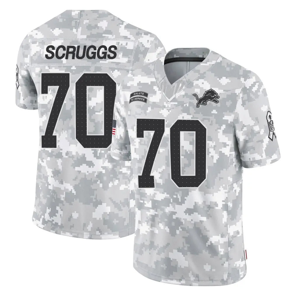 Blandc D.Lions #70 Juice Scruggs Player Arctic Camo Salute To Service Limited Stitched Jerseys