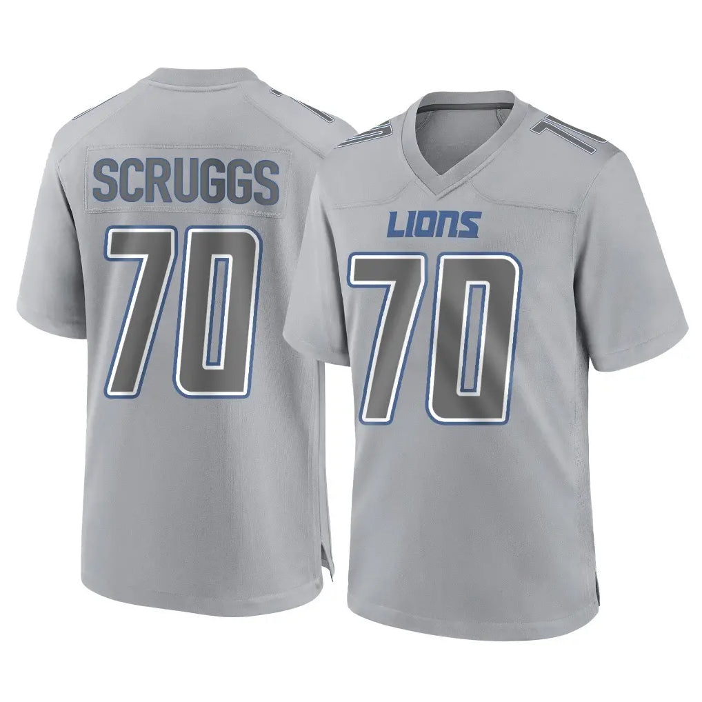 Blandc D.Lions #70 Juice Scruggs Player Gray Atmosphere Fashion Home Game Stitched Jerseys