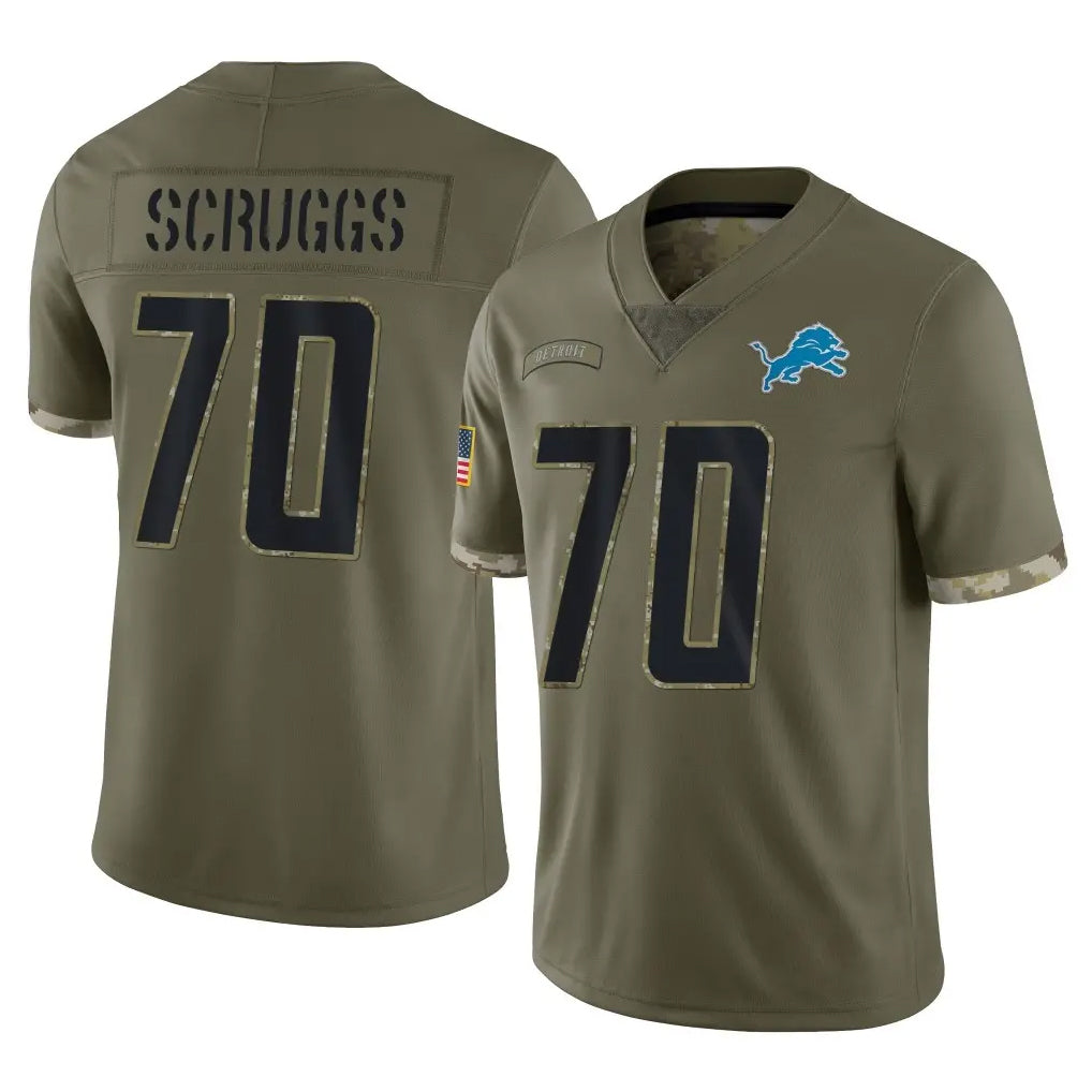 Blandc D.Lions #70 Juice Scruggs Player Olive Salute To Service Limited Stitched Jerseys