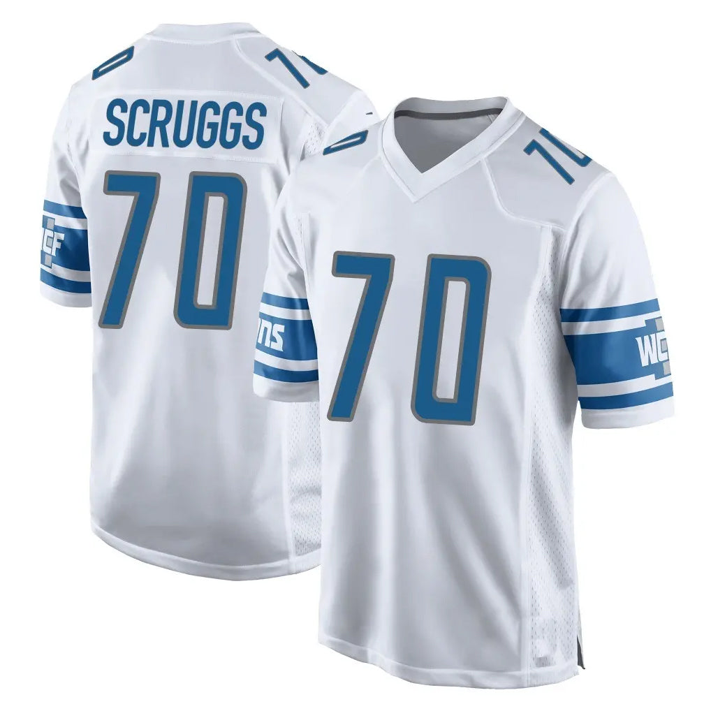 Blandc D.Lions #70 Juice Scruggs Player White Home Game Stitched Jerseys