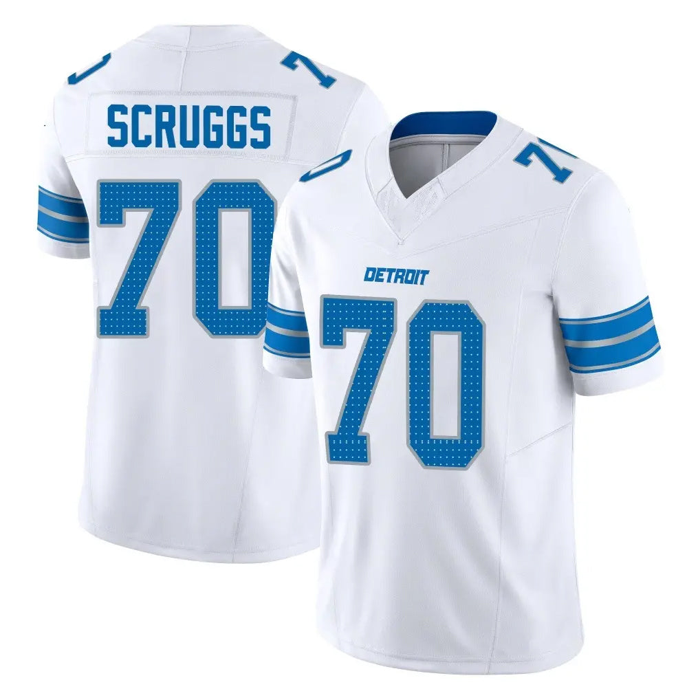 Blandc D.Lions #70 Juice Scruggs Player White Limited Vapor F.U.S.E. Alternate Home Game Stitched Jerseys
