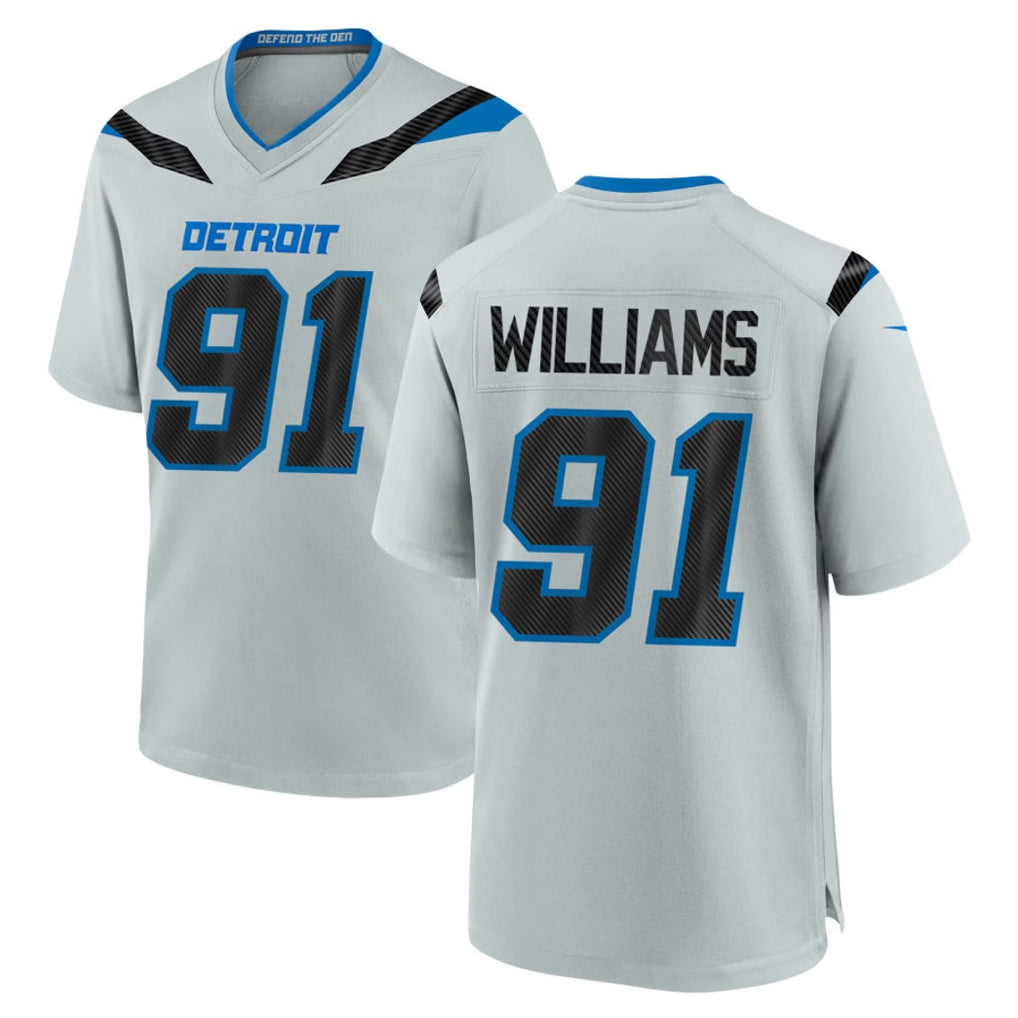 Blandc D.Lions #91 Tyleik Williams Player Silver 2026 Rivalries Collection Home Game Stitched Jerseys