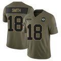 Blandc GB.Packers #18 Jonnu Smith Player Olive 2025 Salute To Service Limited Home Game Stitched Jerseys