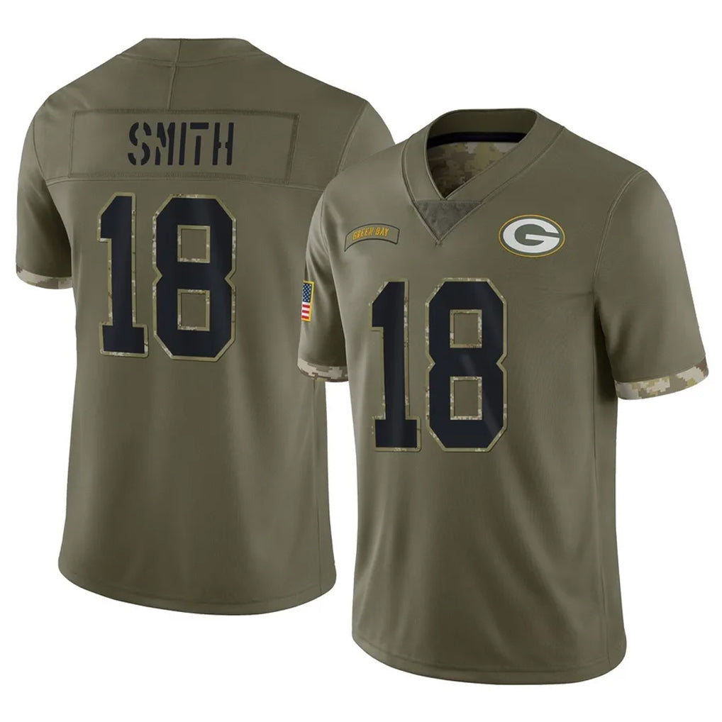 Blandc GB.Packers #18 Jonnu Smith Player Olive Salute To Service Limited Stitched Jerseys