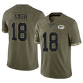 Blandc GB.Packers #18 Jonnu Smith Player Olive Salute To Service Limited Stitched Jerseys