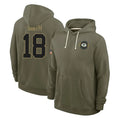 Blandc GB.Packers #18 Jonnu Smith Player Olive Salute to Service Pullover Hoodies Limited Stitched Jerseys