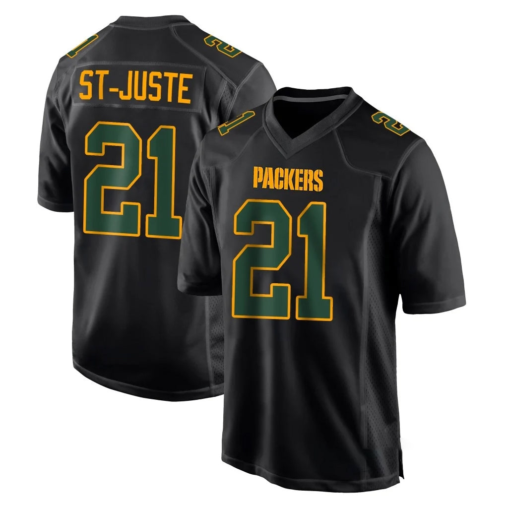 Blandc GB.Packers #21 Benjamin St-Juste Player Black Fashion Home Game Stitched Jerseys