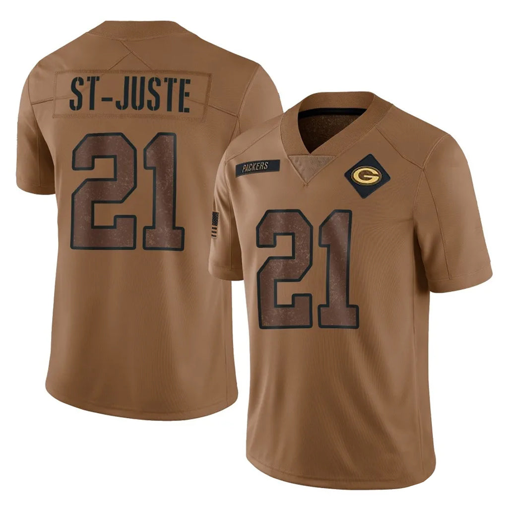 Blandc GB.Packers #21 Benjamin St-Juste Player Brown Salute To Service Limited Stitched Jerseys