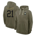 Blandc GB.Packers #21 Benjamin St-Juste Player Olive Salute to Service Pullover Hoodies Limited Stitched Jerseys